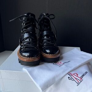 Moncler Grenoble Black and Brown Combat Boots